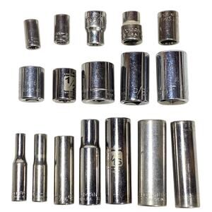 Craftsman 17 Pc Socket Set 1/4" 1/2" Drive 3/16-11/16" SAE 6-12 Pt Deep Shallow